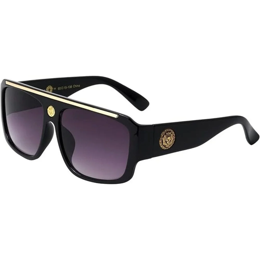Women Oversized Black Square Lady Sunglasses Gold Black Gradient Lenses‎ Gafas